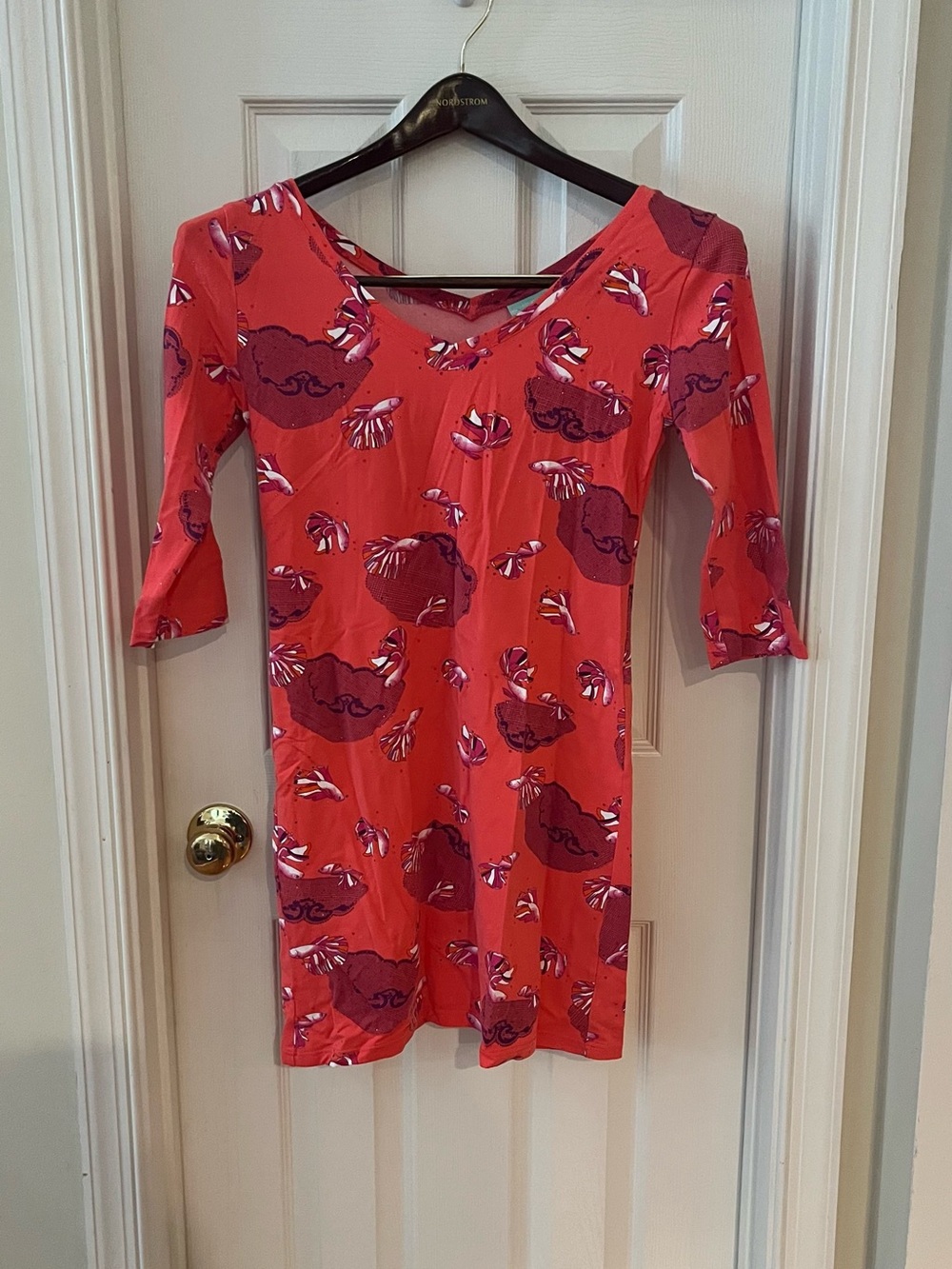 Women's Coral Red Floral-Print Mini Dress